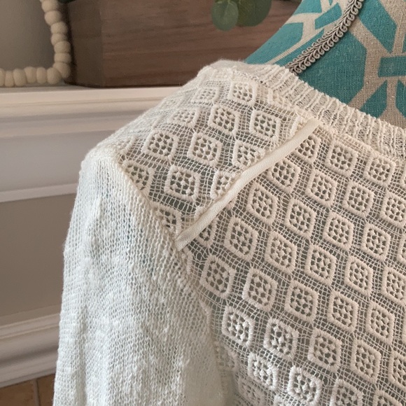 Women’s Large Lucky Brand Cream Pointelle Sweater with high/low camisole - Picture 5 of 10